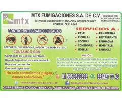 MTX FUMIGACIONES S.A. DE C.V. SERVICIOS URBANOS DE FUMIGACIONES DESINFECCION Y CONTROL DE PLAGAS