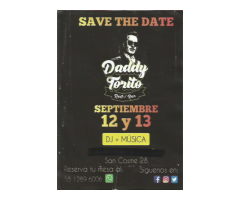 SAVE THE DATE DADDY TORITO REST/BAR